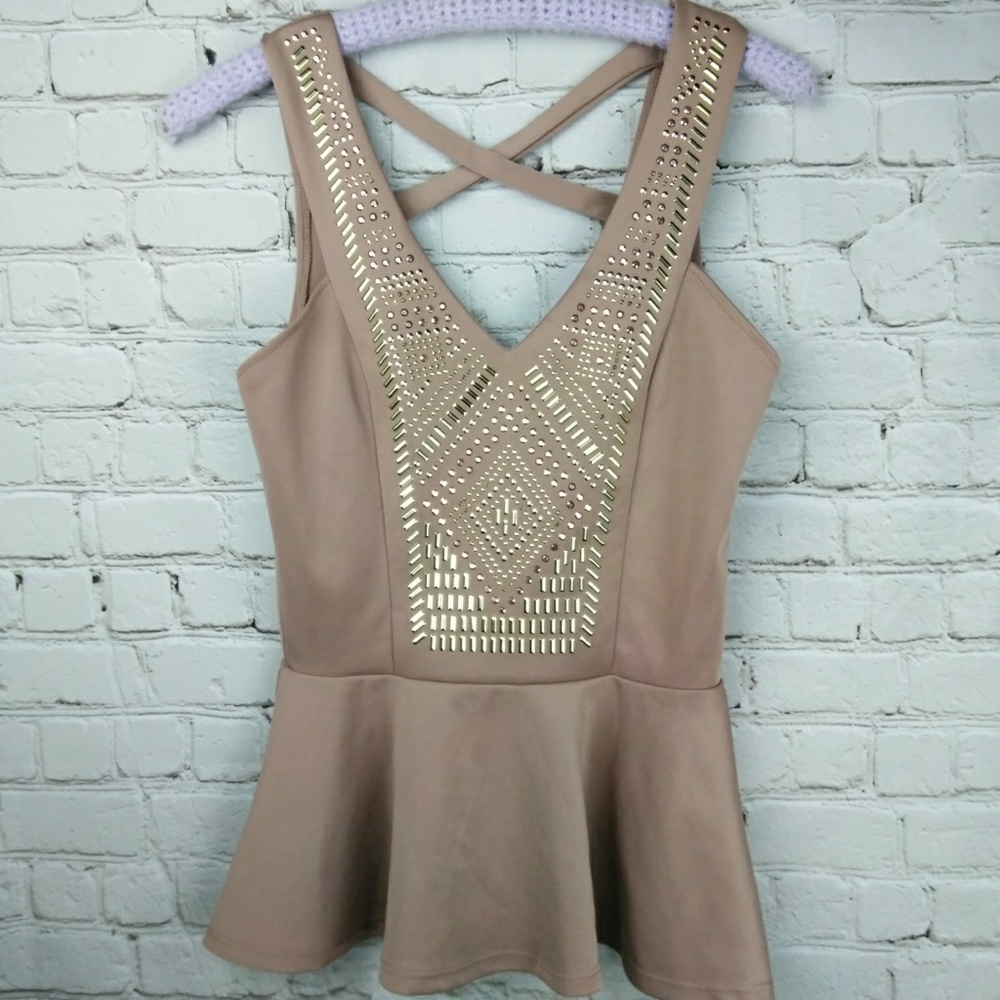 Charlotte Russe Mauve Rhinestone Peplum Top